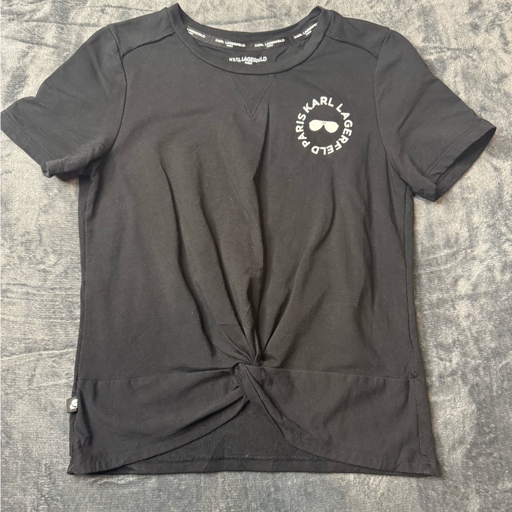 Karl Lagerfeld  Black Logo Twist Tee
